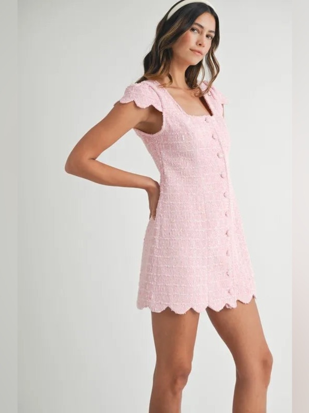 NWT MABLE  Tweed Scallop
Hem Line Mini Dress |...